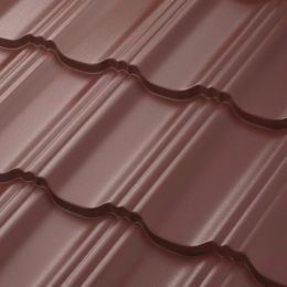 Металлочерепица AQUASYSTEM Гётеборг, St PE Rooftop Glance 0,50мм (Zn180) RAL 8017 - коричневый шоколад