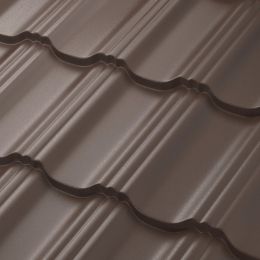 Металлочерепица AQUASYSTEM Гётеборг, St PE Rooftop Glance 0,50мм (Zn180) RR 32 - темно-коричневый