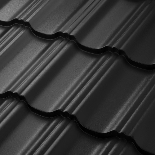 Металлочерепица AQUASYSTEM Гётеборг, St Pural BT 0,50мм (Zn275) RR 33 - черный