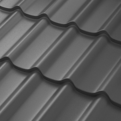 Металлочерепица AQUASYSTEM Стокгольм, St Crown BT MATT 0,50мм (Zn275) RR 23 - темно-серый