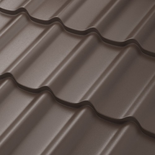 Металлочерепица AQUASYSTEM Стокгольм, St PE MATT Rooftop Matt 0,50мм (Zn180) RR 32 - темно-коричневый