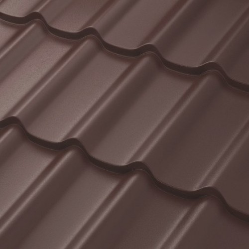 Металлочерепица AQUASYSTEM Стокгольм, St PE MATT Rooftop Super Matt 0,50мм (Zn180) RAL 8017 - коричневый шоколад