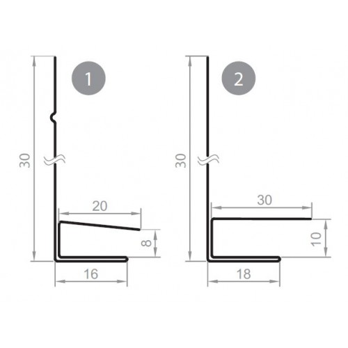 F-профиль AQUASYSTEM L=2 м St PE 0,45мм (Zn140) RAL 1015 - слоновая кость
