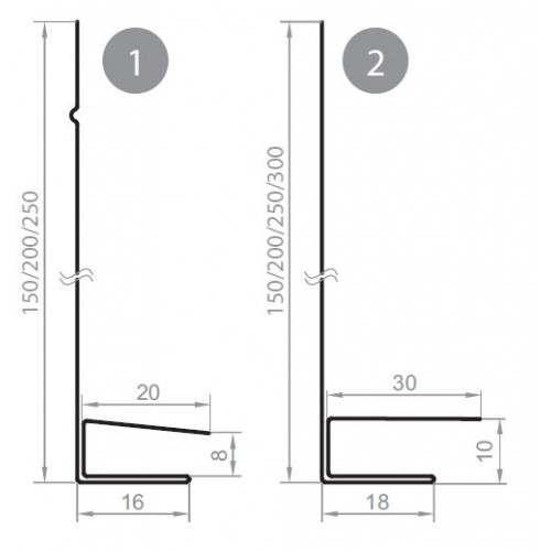 J-фаска 150 AQUASYSTEM L=2 м St PE 0,45мм (Zn140) RR 20 - белый