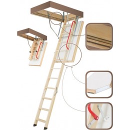Деревянная суперэнергосберегающая чердачная лестница FAKRO LWT Thermo 60*120*280 см