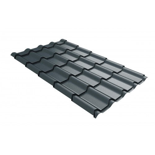 Металлочерепица Grand Line Kamea Satin Matt 0.5мм RAL 7016 - антрацитово-серый