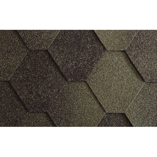 Гибкая черепица ICOPAL Antik – классическая шестиугольная форма с цветовыми переливами.