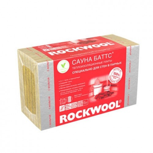 Утеплитель ROCKWOOL Сауна Баттс, 1000x600x50 мм