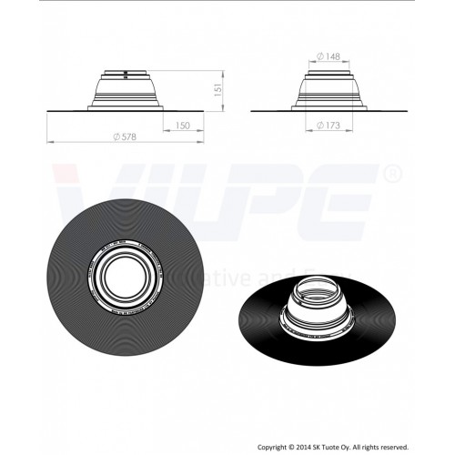 Резиновый уплотнитель VILPE FELT-ROOFSEAL No5, 150-175 мм, черный