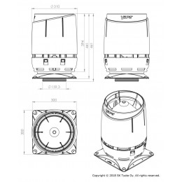 Вентиляционный выход VILPE FLOW 160S с основанием 300x300, RR 23 – серый графит