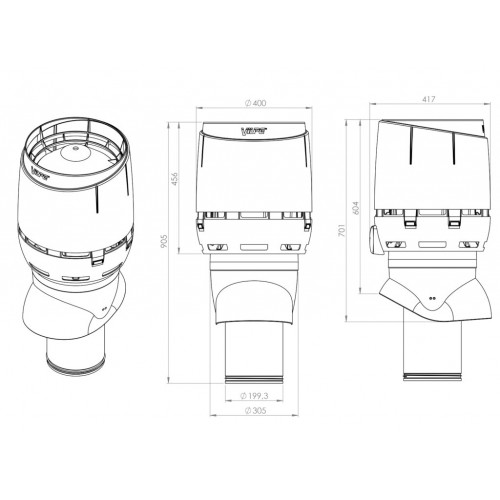 Изолированный вентиляционный выход FLOW XL-200/ИЗ/500, RR 33 – черный