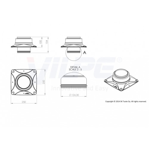 Вентилятор c основанием Vilpe E 120 S на вентиляционную шахту, RR 23 – серый графит