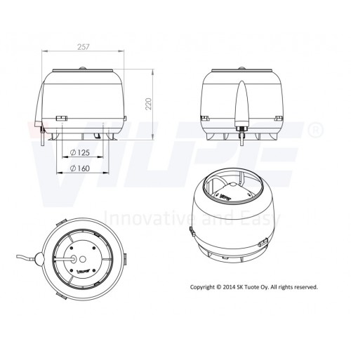 Вентилятор c основанием Vilpe E 120 S на вентиляционную шахту, RR 23 – серый графит