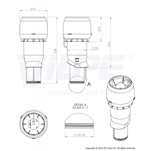 Вентилятор Vilpe E220P/Ø160/500, RR 33 – черный