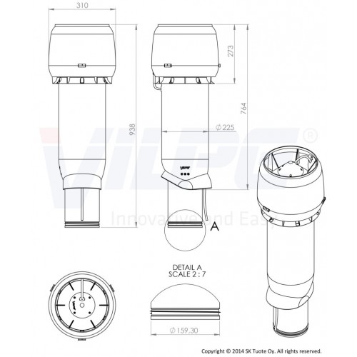 Вентилятор Vilpe E220P/Ø160/700, RR 33 – черный