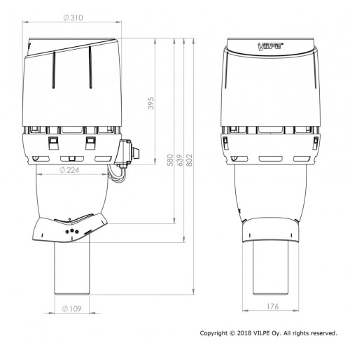 Вентилятор Vilpe ECo110P/500 FLOW для биотуалетов и удаления радона, RR 33 – черный