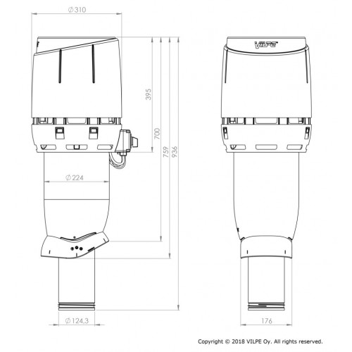 Вентилятор Vilpe ECo125Р/700 FLOW, RR 750 – терракот