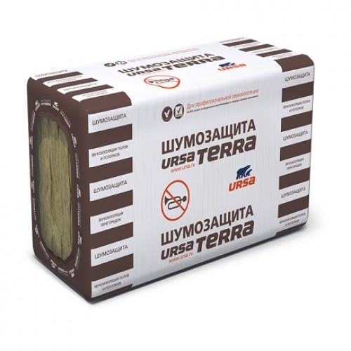 Утеплитель URSA TERRA 34 PN ШУМОЗАЩИТА - плиты из минеральной ваты на основе стекловолокна с высоким классом звукопоглощения.
